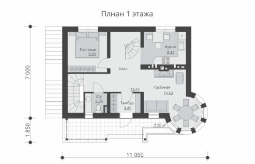 Проект двухэтажного дома с цокольным этажом