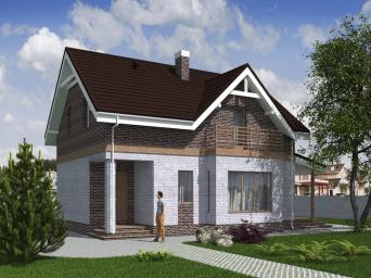 Проект одноэтажного дома с мансардой и террасой