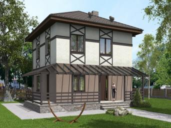 Проект двухэтажного жилого дома с террасами